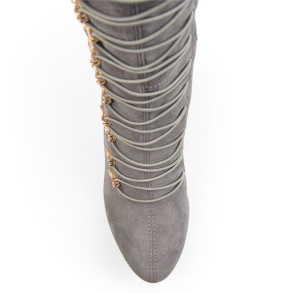 NEW Journey Collection Women’s Trill Round Toe Over The Knee Boots - Grey Size 6 - Picture 4 of 8